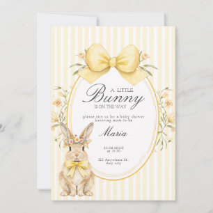 Een malse kleine bloemkonijn Geel lint Baby Shower Kaart