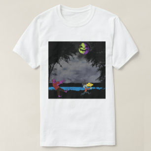 Een man achtervolgd door zombies t-shirt