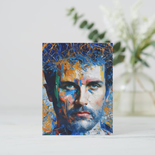 Een Man AI gegenereerd schilderij Briefkaart (Staand voorkant)