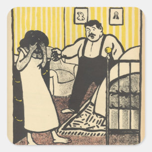 Een man beschuldigt zijn zwangere vrouw vierkante sticker