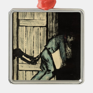 Een man betrapte politieke posters metalen ornament