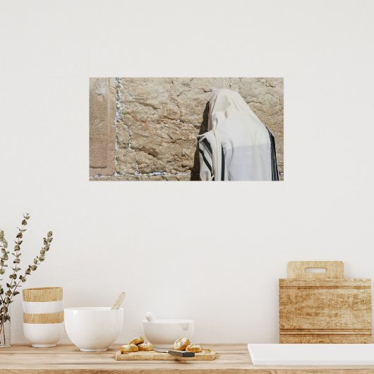 Een Man dat aan de Westerne muur bidt Poster (Keuken)