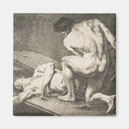 Een Man dat de benen van een ander Man opheft Magneet