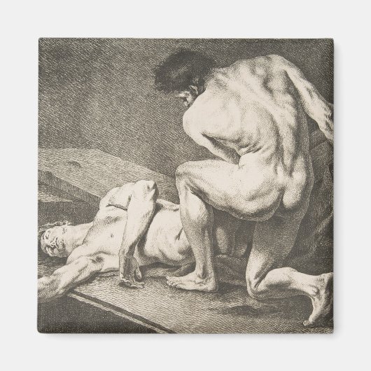 Een Man dat de benen van een ander Man opheft Magneet (Voorkant)