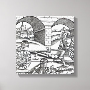 Een Man dat een kanon laadt Canvas Afdruk