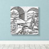 Een Man dat een kanon laadt Canvas Afdruk (Insitu (Houten vloer))