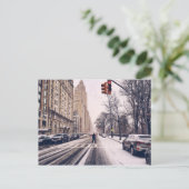 Een Man dat een sneeuwruimer centraal park in het Briefkaart (Staand voorkant)