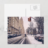 Een Man dat een sneeuwruimer centraal park in het Briefkaart (Voorkant / Achterkant)