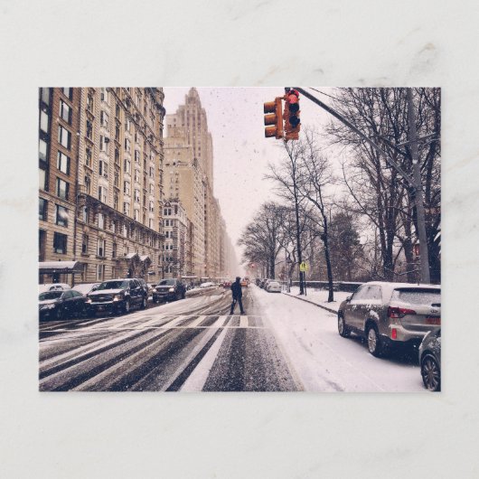Een Man dat een sneeuwruimer centraal park in het Briefkaart (Voorkant)