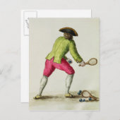 Een Man dat met een Racquet en Kogels speelt Briefkaart (Voorkant / Achterkant)