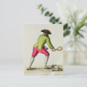 Een Man dat met een Racquet en Kogels speelt Briefkaart (Staand voorkant)