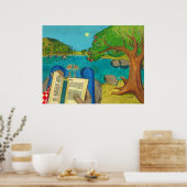 Een Man dat Psalm 1 leest in de Hebreeuwse Bijbel Poster (Keuken)