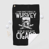 Een Man die van whisky en sigaar houdt Golfhanddoek (Insitu)