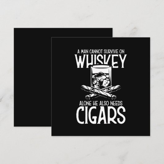 Een Man die van whisky en sigaar houdt Kaart (Voorkant / Achterkant)