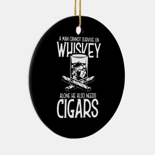 Een Man die van whisky en sigaar houdt Keramisch Ornament (Rechts)