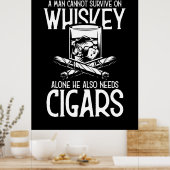 Een Man die van whisky en sigaar houdt Poster (Keuken)