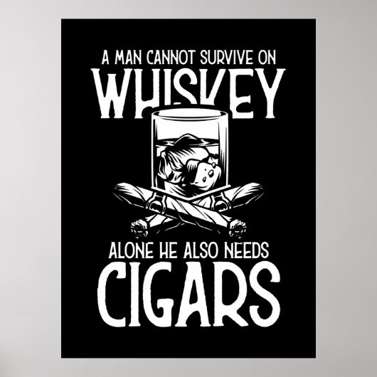 Een Man die van whisky en sigaar houdt Poster (Voorkant)