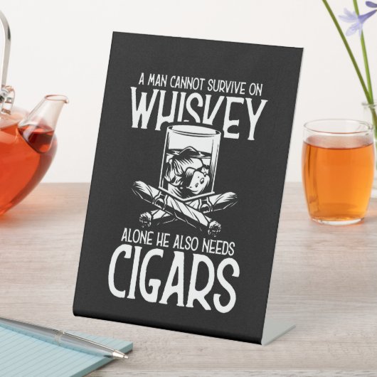 Een Man die van whisky en sigaar houdt Reclamebord Met Voetstuk (Insitu)