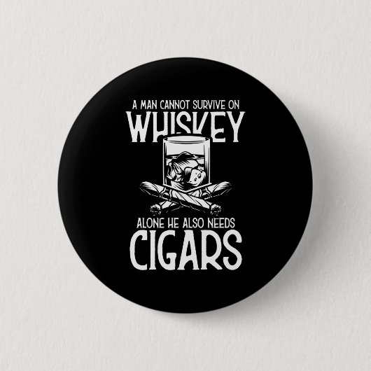 Een Man die van whisky en sigaar houdt Ronde Button 5,7 Cm (Voorkant)