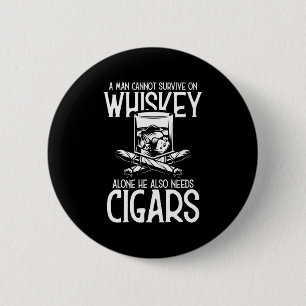 Een Man die van whisky en sigaar houdt Ronde Button 5,7 Cm