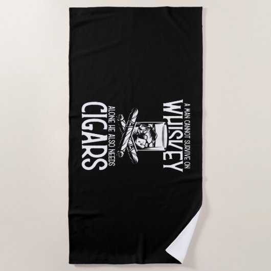 Een Man die van whisky en sigaar houdt Strandlaken (Voorkant)