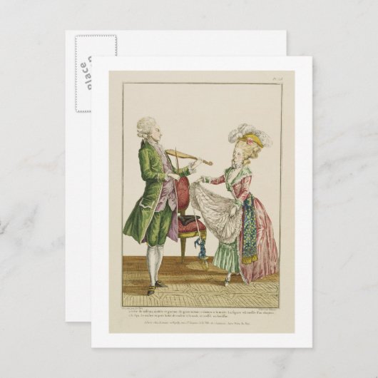 Een man die viool speelt terwijl een dame danst briefkaart (Voorkant / Achterkant)