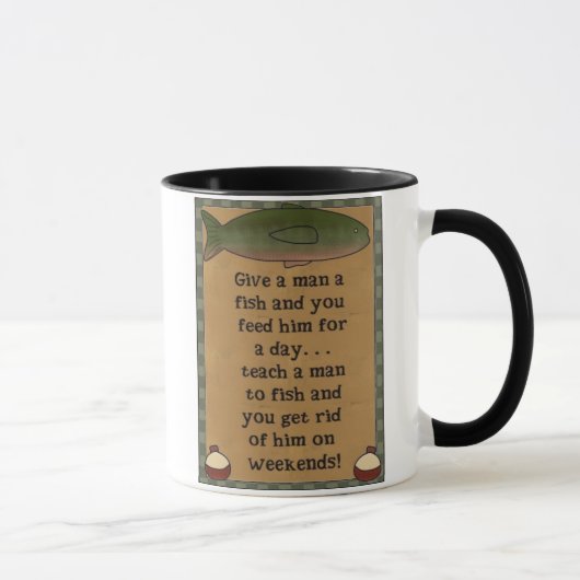 een man een mok vis geven (Rechts)