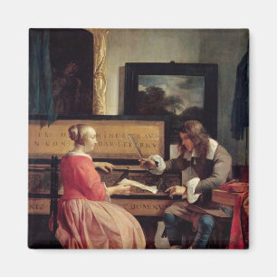 Een Man en een vrouw Zitten door een maagd, c.1665 Magneet