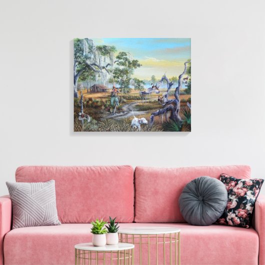 Een man en zijn hond... Southern Style. Canvas Afdruk (Insitu (Woonkamer))