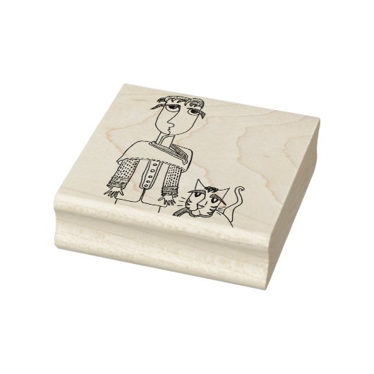 Een man en zijn kat Wood Art Stamp Rubberstempel (Stempel)