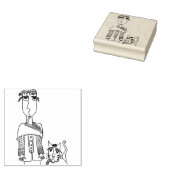 Een man en zijn kat Wood Art Stamp Rubberstempel (Gestempeld)