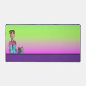 Een man en zijn kattenbakmat bureaumat (Voorkant)