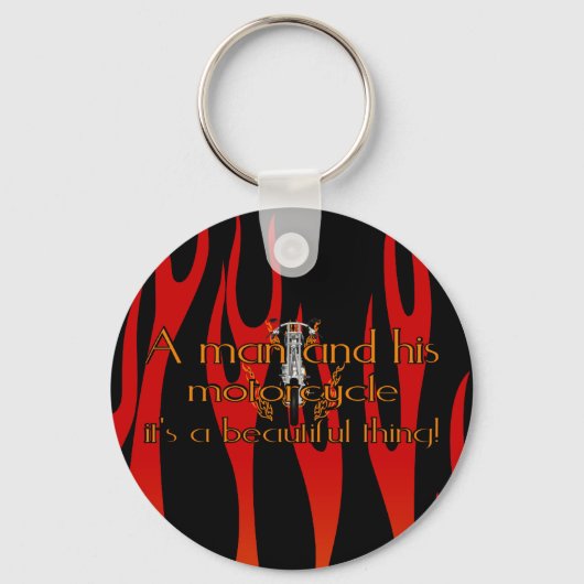 Een man en zijn motorfiets sleutelhanger (Voorkant)