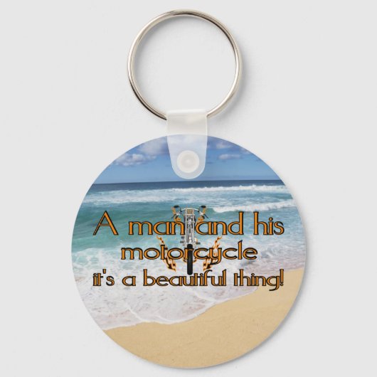 Een man en zijn motorfiets sleutelhanger (Voorkant)
