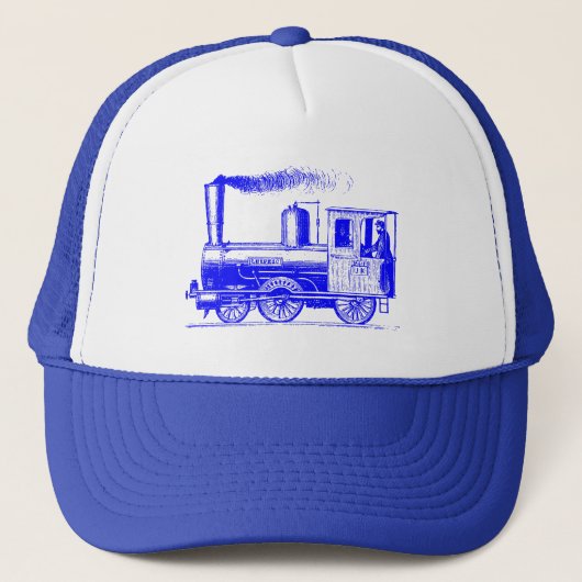 Een Man en zijn trein - blauw Trucker Pet (Voorkant)