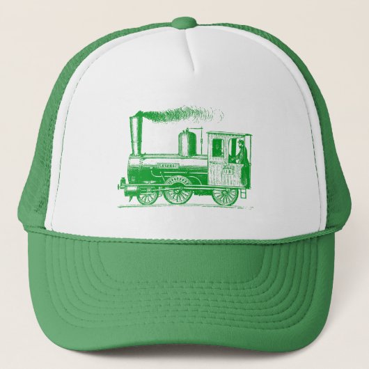 Een Man en zijn trein - groen gras Trucker Pet (Voorkant)