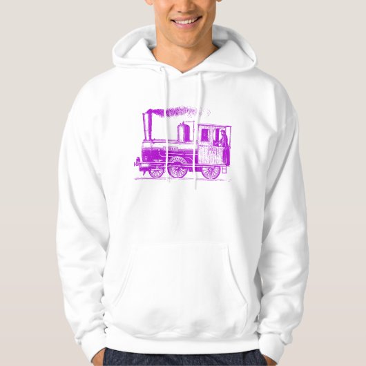 Een Man en zijn trein - Paars Hoodie (Voorkant)