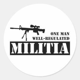 Een Man goed gereguleerde militie Ronde Sticker
