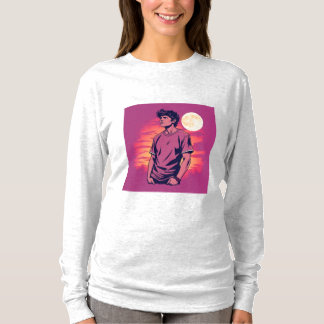 Een man in de zonsondergang scene lange mouw t shi t-shirt