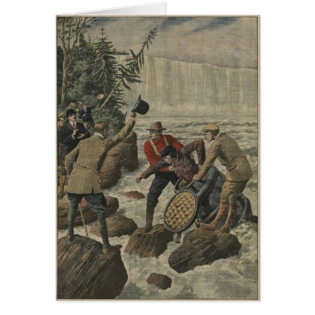 Een man in een loop die de Niagara-Herfsten overst (Voorkant)