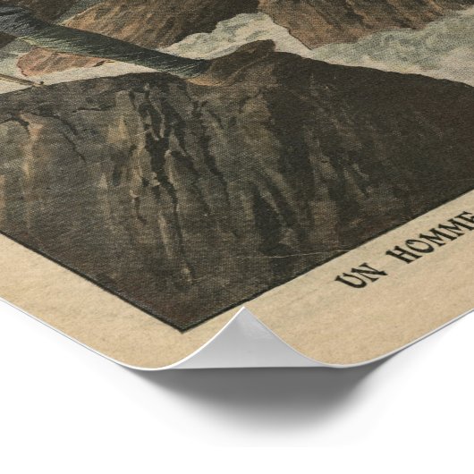 Een man in een loop die de Niagara-Herfsten overst Poster (Hoek)