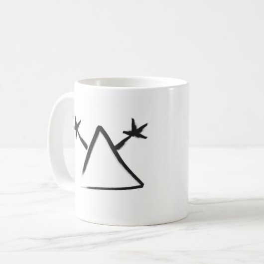 Een man met een pistool leeft hier. koffiemok (Voorkant links)