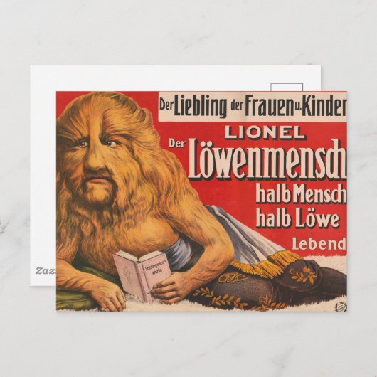 Een Man met Leeuwenkop voorlezen Shakespeare, 1913 Briefkaart (Voorkant / Achterkant)