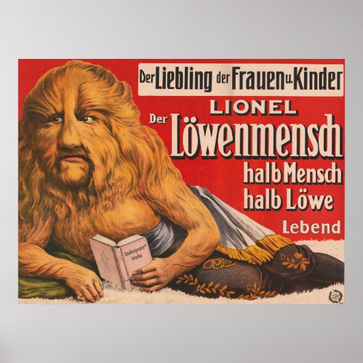 Een Man met Leeuwenkop voorlezen Shakespeare, 1913 Poster (Voorkant)