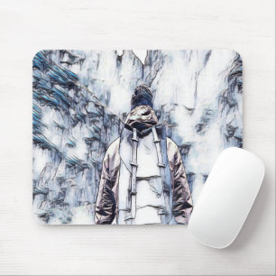 Een man met rugzak muismat