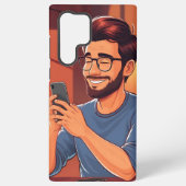 Een man met telefoon in zijn hand samsung galaxy hoesje (Achterkant)