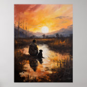 Een Man met zijn beste vriend, Digital Wall Art Poster (Voorkant)