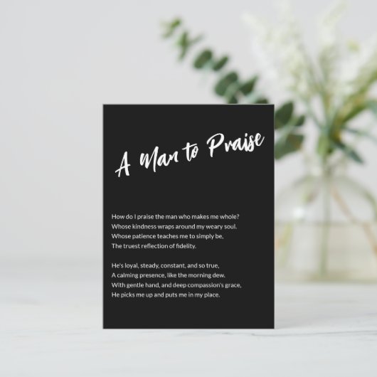 "Een Man om te prijzen" Sentimental Briefkaart (Staand voorkant)