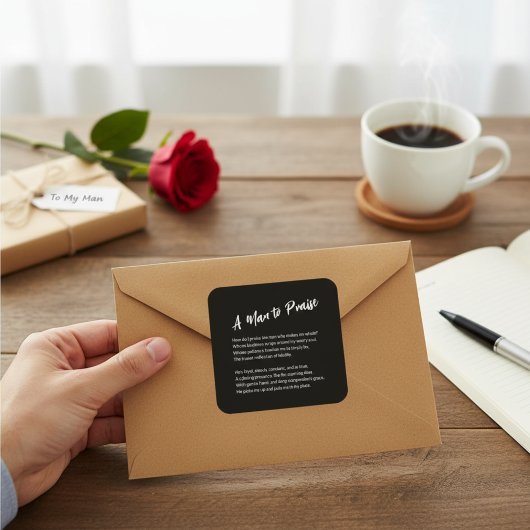 "Een Man om te prijzen" Sentimental Vierkante Sticker