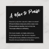 "Een Man om te prijzen" Sentimental Vierkante Visitekaartje (Achterkant)